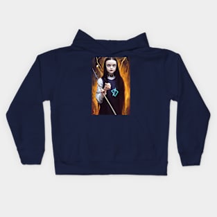 Painting Of Wednesday Addams Portrait Kids Hoodie